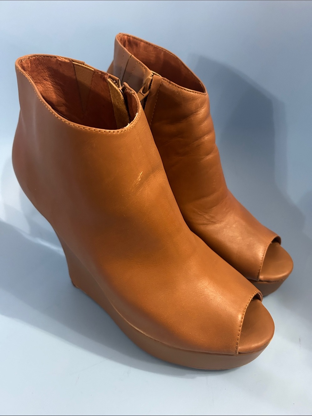 Jeffrey Campbell Leather Wedge Havana Platform Open Toe Shoes